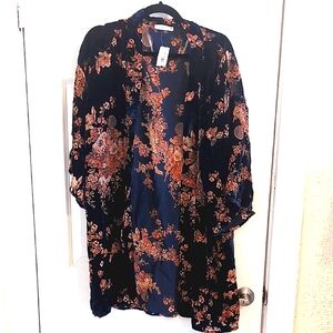 NWT Burnout velvet Floral Women's kimono Jacket